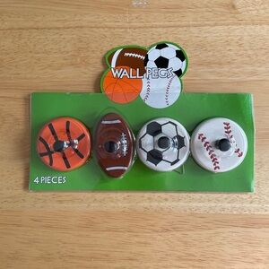 Double Nice Children’s sport theme , hangable wall pegs- 4 pc. Set